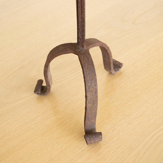 1940s Tall French Iron Candlestick For Sale - Image 9 of 9