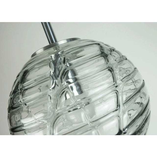 Metal Mid-Century Pendant Lamp in Clear and Smoke Grey Glass and Metal from Doria Leuchten, 1960s For Sale - Image 7 of 11