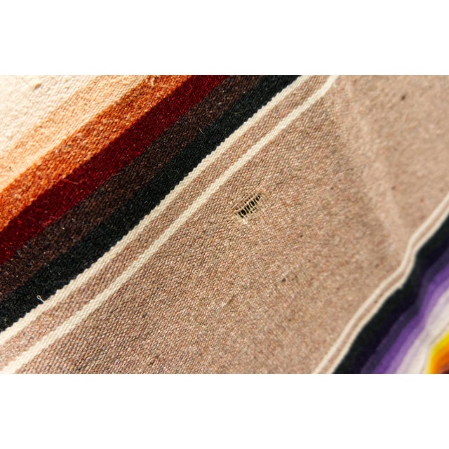 Late 20th Century Mid Twentieth Century Southwest Style Hand Loomed Wool Sarape Blanket For Sale - Image 5 of 6