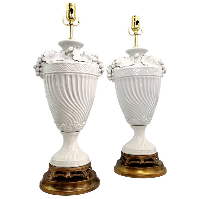 Chelsea House Inc Lamps Pair Italian Blanc De Chine Restored For Sale - Image 4 of 13