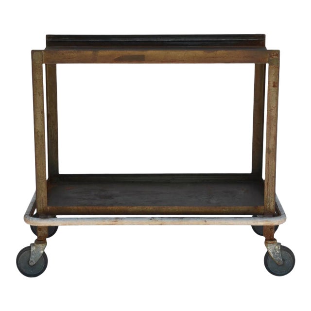 Sturdy Industrial Bar Cart on Wheels For Sale