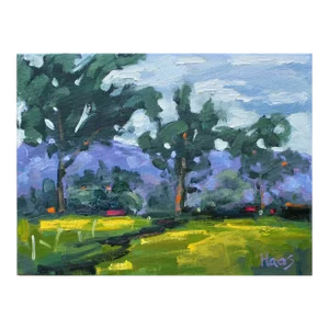 Windswept Day With Mustard Grass Oil Painting