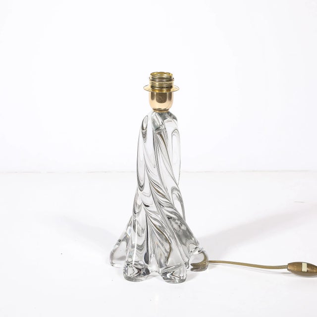 Pair of Mid-Century Modernist Spiral Splash Form Crystal Table Lamps For Sale In New York - Image 6 of 14