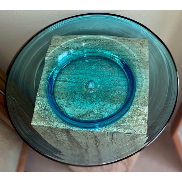 Vintage Italian Blue Centerpiece Glass Bowl Chairish