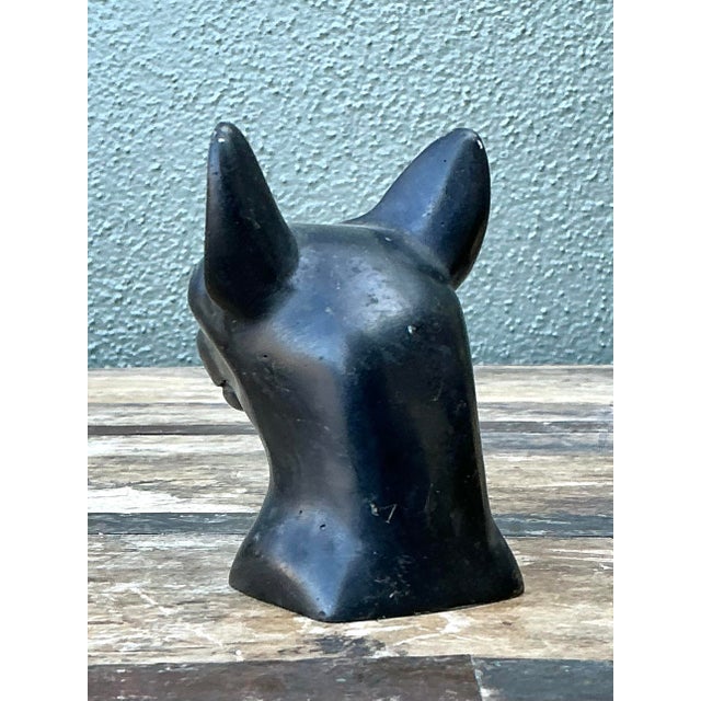 Black Vintage Metal Cat Head Paperweight For Sale - Image 8 of 12