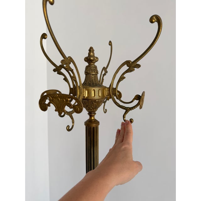 Metal Vintage Italian Brass Coat Rack with Onyx Marble Centrepiece, 1960s For Sale - Image 7 of 18