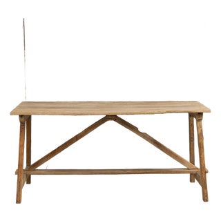 Early 19th C. Italian Pine Trestle Table in Original Patina For Sale
