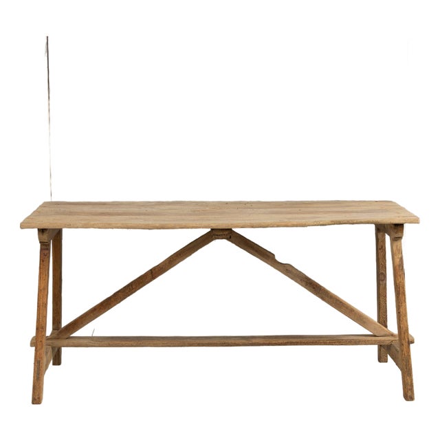 Early 19th C. Italian Pine Trestle Table in Original Patina For Sale