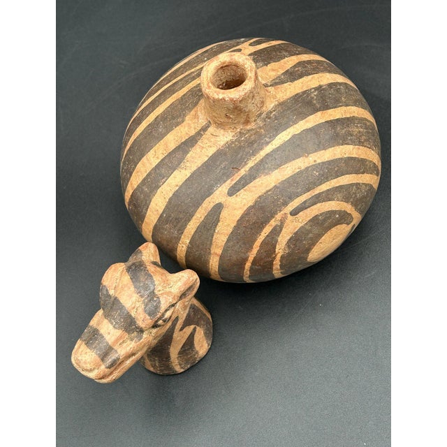 Ceramic Antique West African Zoomorphic Terracotta Lidded Vessel Giraffe Antelope Niger River Valley Tribal Art For Sale - Image 7 of 10