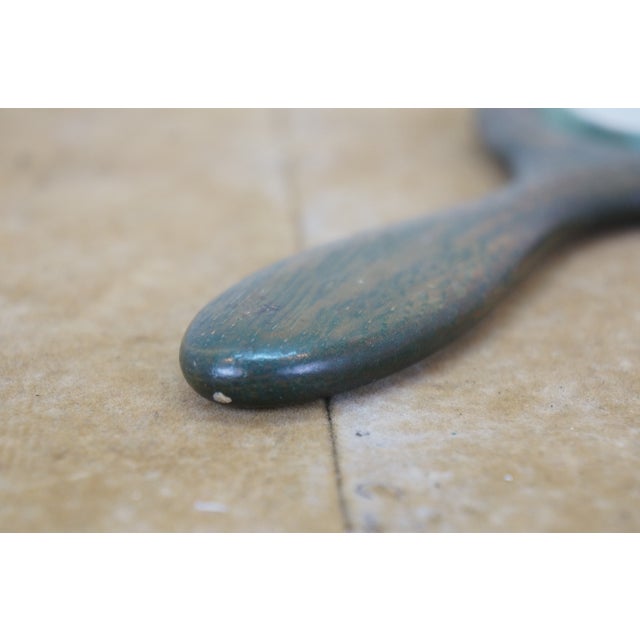 Antique Victorian Beveled Oak Hand Held Vanity Mirror 11" For Sale - Image 4 of 11