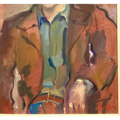 Midcentury Expressionist Portrait Signed Regone For Sale - Image 10 of 12