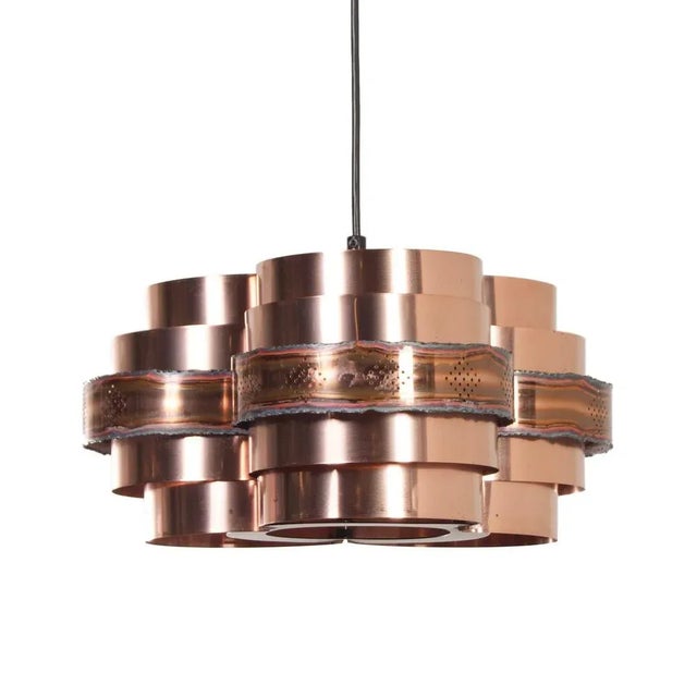 Danish Copper Pendant attributed to Werner Schou for Coronell Elektro, 1970s For Sale - Image 11 of 11