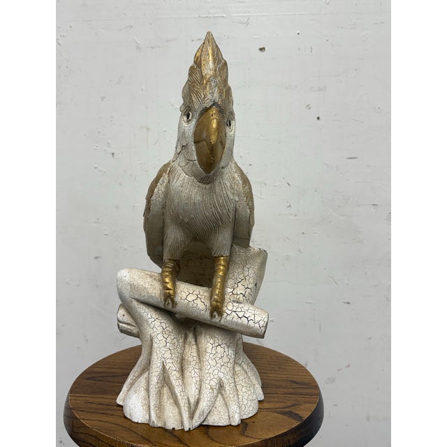 Boho Chic Handmade Carved Wood Cockatoo Sculpture For Sale - Image 3 of 12