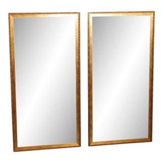 Hollywood Regency Large Gilt Full Length Mirrors - A Pair For Sale