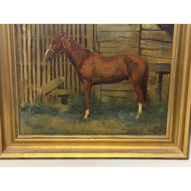 Mid-Century British Equestrian Horse Portrait Attributed to Lionel Ellis, c.1950–60 An evocative Modern British oil...