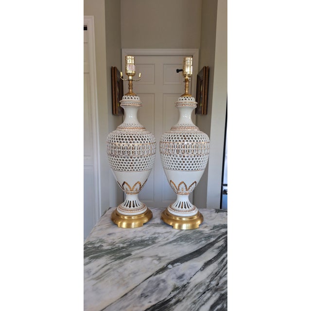 Vintage Lenox Style Lamps - A Pair For Sale In Seattle - Image 6 of 12