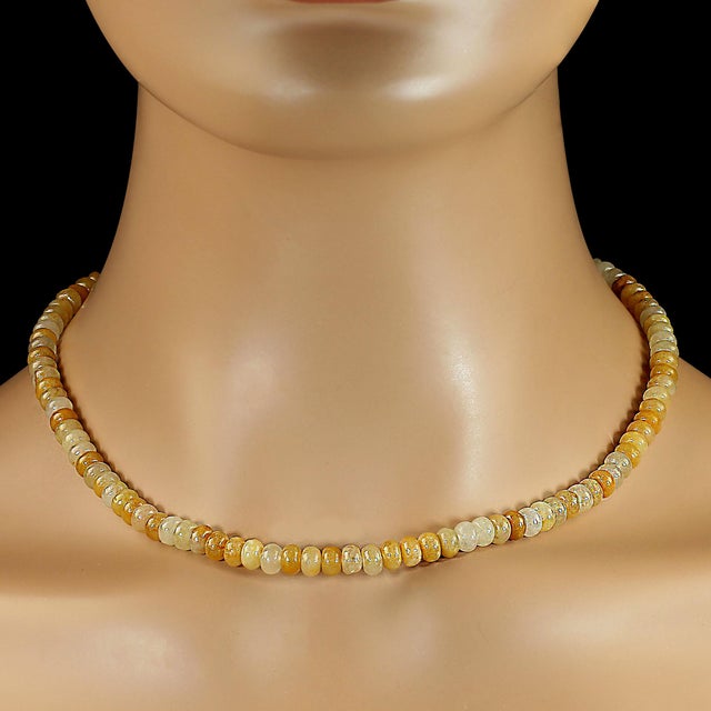 Ajd 17 Inch Natural Yellow/Gold Aventurine 6mm Rondelle Necklace, Great Gift For Sale - Image 4 of 7