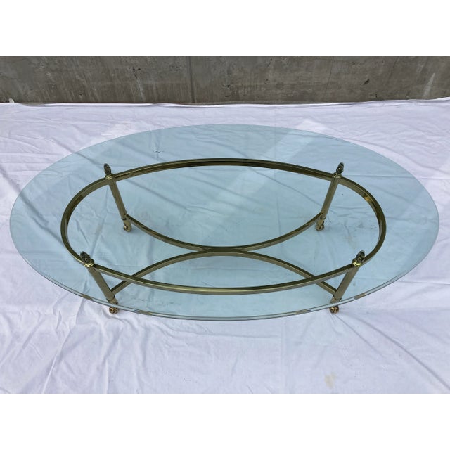 Mid-Century Modern Brass Profile Glass Top Coffee Table Italy For Sale - Image 9 of 13