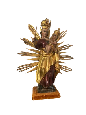Baroque Wood Carved Radiation Madonna
