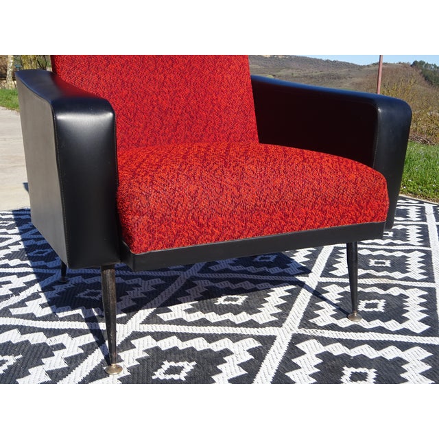Vintage Red and Black Chairs with Compass Feet, 1970s, Set of 2 For Sale - Image 17 of 18
