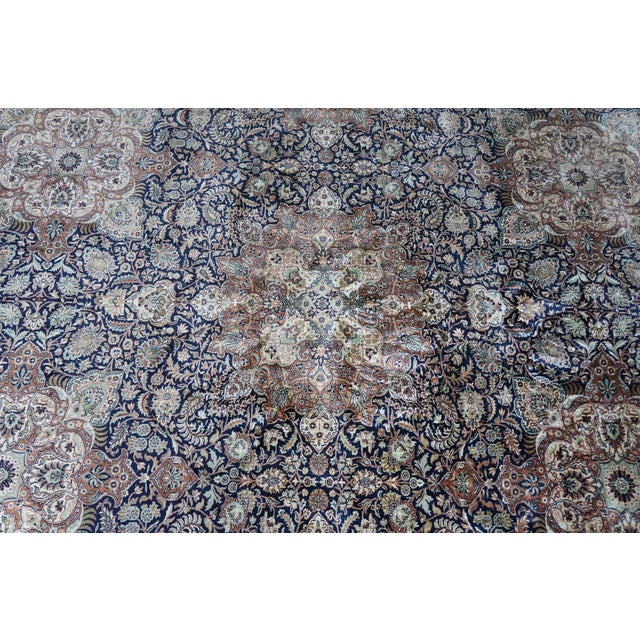 Late 20th Century Vintage Indian Wool Handwoven Geometric Floral Medallion Area Rug Carpet 9 X 13' For Sale - Image 5 of 13