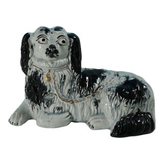 Rare Staffordshire Pottery Recumbent Spaniel For Sale