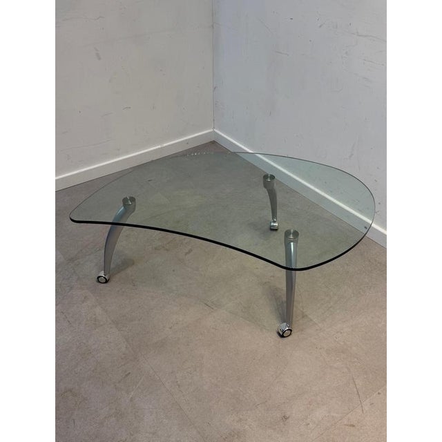 Glass Coffee Table on Wheels by Rolf Benz For Sale - Image 4 of 7