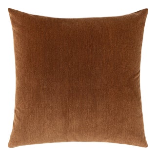 Scalamandre 22" x 22" Tudor Velvet Pillow in Walnut For Sale