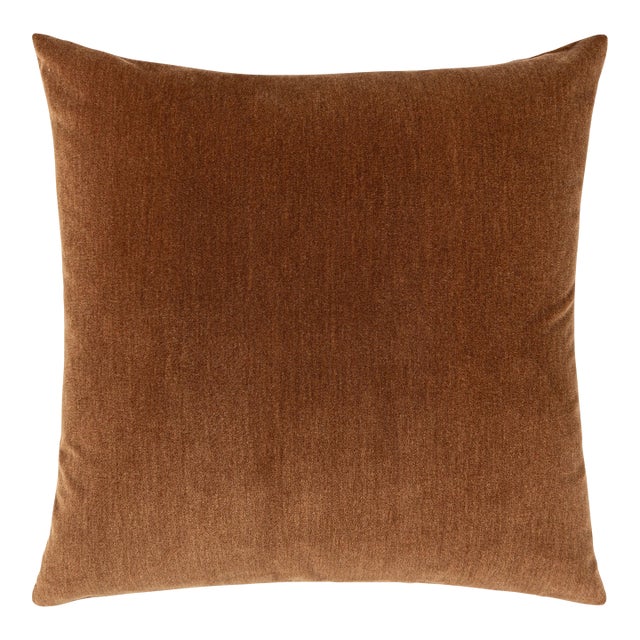 Scalamandre 22" x 22" Tudor Velvet Pillow in Walnut For Sale