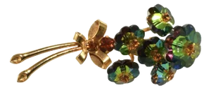 1960s Vintage Austrian Flower Bouquet Brooch With Watermelon Margaritas in Gold Plated Metal
