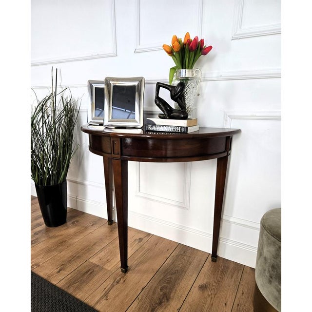 Mid-Century Italian Demi Lune Wall Console in Wood with Hidden Drawers, 1960s For Sale - Image 4 of 10