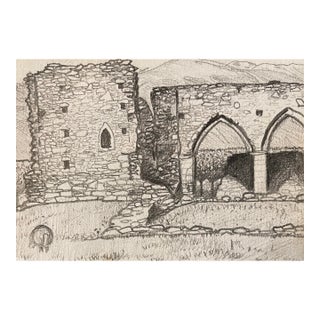 1986 Robert Angeloch Cyber Abbey Wales Drawing For Sale