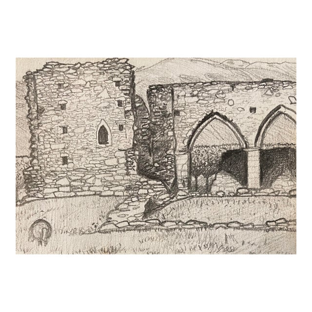 1986 Robert Angeloch Cyber Abbey Wales Drawing For Sale