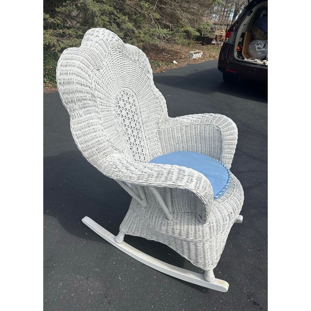Victorian Victorian Style White Wicker Rocking Chair For Sale - Image 3 of 6