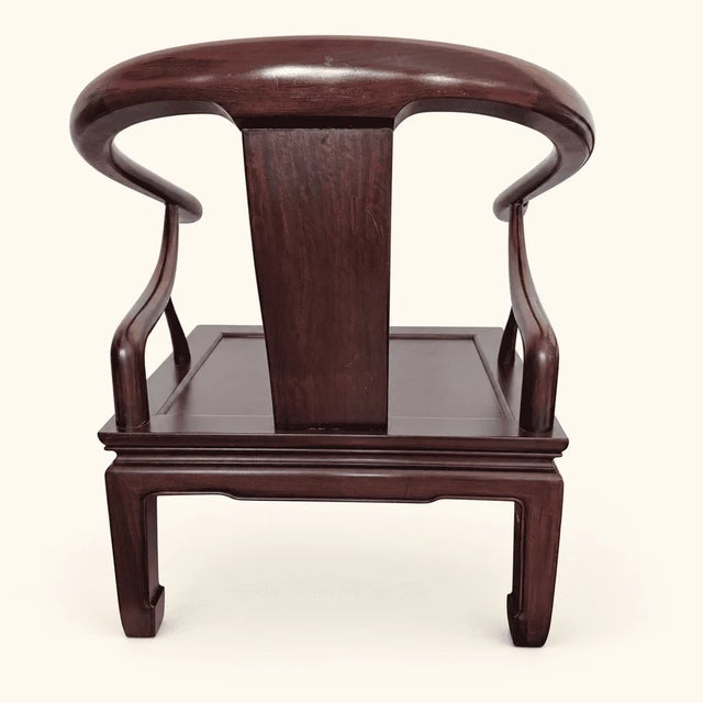 Vintage Ming-Style Chinese Horseshoe-Back Lounge Chairs, a Pair For Sale - Image 14 of 14