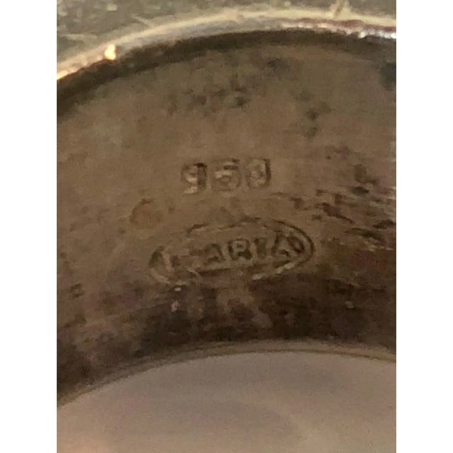 Burnt Orange Peruvian Modernist Inlay Carnelian Agate and Sterling Ring Size 7 For Sale - Image 8 of 11