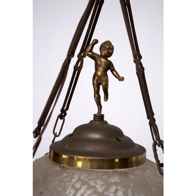 Italian Brass, Etched Glass and Capodimonte Flowers Lantern, 1950s For Sale - Image 11 of 14