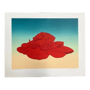 1980’s Original Contemporary Lithograph by John Cederstrom “Poppy Begonia Flower”
