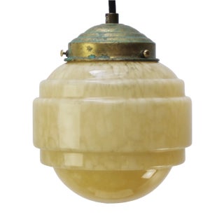 French Clichy Yellow Glass Pendant Lamp For Sale
