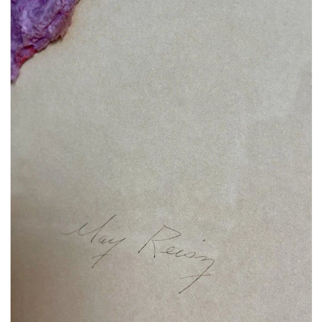 1980s Cast Paper Monoprint Purple Mod Geometric Signed May Reisz 1970s 1980s Framed For Sale - Image 5 of 6