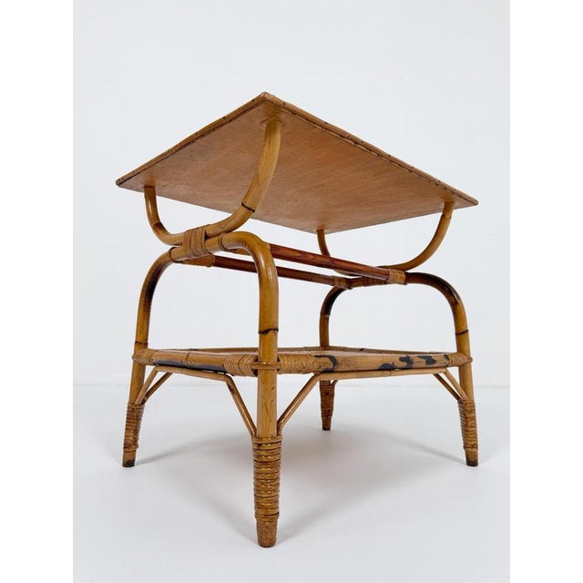 Gold Mid-Century Art Deco Italian Bamboo and Rattan Wicker Coffee Table For Sale - Image 8 of 18