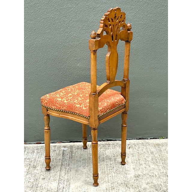Wood Vintage Wood Chair With Floral Carving For Sale - Image 7 of 12