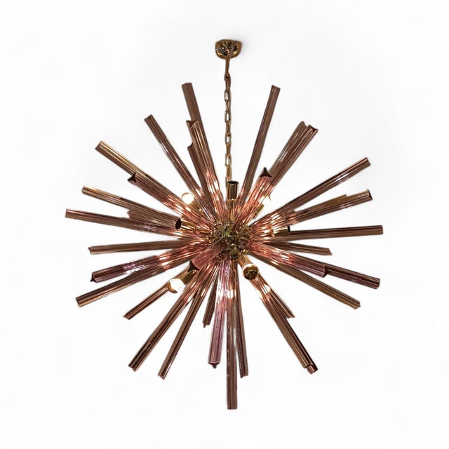 Spectacular Sputnik-style ceiling lamp. This lamp is composed of individual pieces of highly transparent, hand-blown...