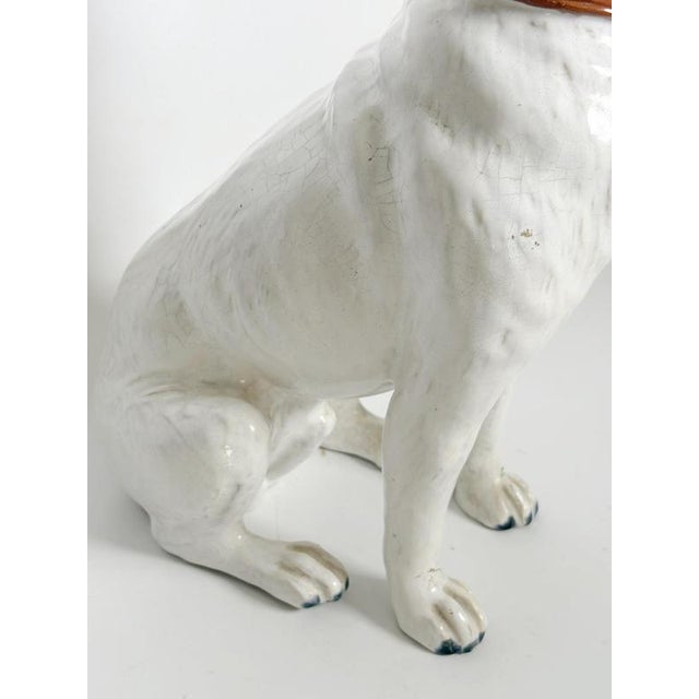 White Glazed Ceramic Dog Sculpture, France, 1970s For Sale - Image 11 of 16