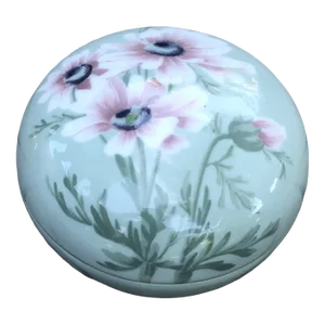 Early 20th Century Rorstrand Art Nouveau Floral Porcelain Powder Jar Lidded Bowl by Astrid Ewerlof