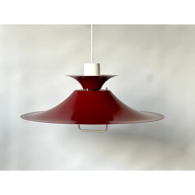 Lyfa Large Scandiavian Burgundy Pendant Lamp from Lyfa, Denmark, 1970s For Sale - Image 4 of 11