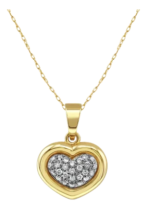 Heart Shaped Diamond Pave Necklace .50cttw 14k Two-Toned Gold 16"