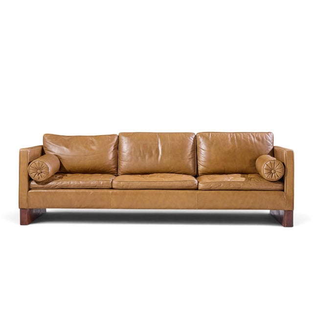Mies van der Rohe for Knoll Mid Century Sofa This sofa measures: 90 wide x 32 deep x 30 inches high, with a seat height of...