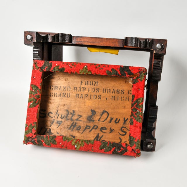 Wood Antique Mahogany Footstool Empire Upholstered Ottoman For Sale - Image 7 of 16