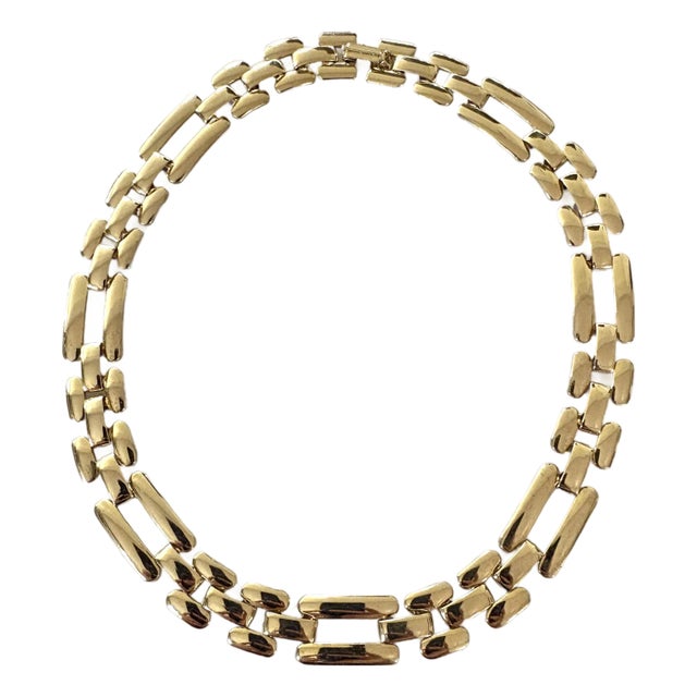Vintage Goldtone Chainlink Collar Necklace For Sale